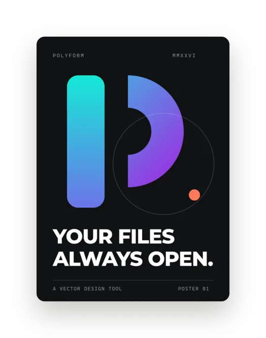 A dark A3 poster with the logo drawn large and the words: your files always open.
